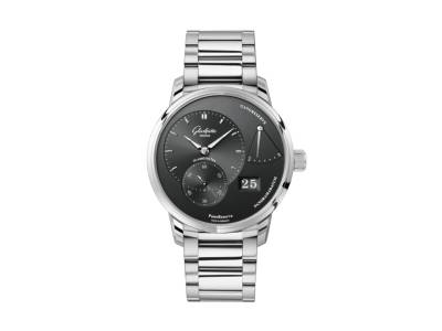 Glashütte Original PanoReserve 1-65-01-23-12-71 with galvanised ruthenium dial and stainless steel strap