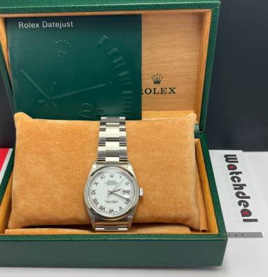 Preview: Rolex Datejust 16200 NOS 36mm Stahl weisses Zifferblatt roemische Ziffern A-Serie 1998