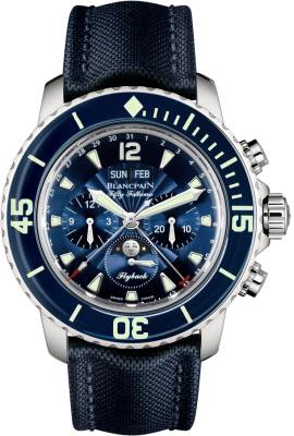 Blancpain Fifty Fathoms Chronographe Flyback Quantième Complet 5066F Stahl blau 45mm | Vollkalender Mondphase | Jetzt bei Watchdeal.de