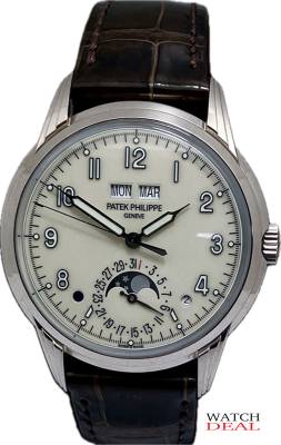 Patek Philippe Ref. 5320G-001: Ewiger Kalender mit Mondphase, 40mm Weißgold, cremefarbenes Blatt. Meisterwerk der Haute Horlogerie. Jetzt anfragen. bei Watchdeal