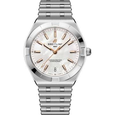 Watchdeal Breitling Chronomat 36 A10380591A1A1: Edelstahl mit Perlmutt-Zifferblatt und Diamanten, Automatik Kaliber 10, COSC, Rouleaux-Band