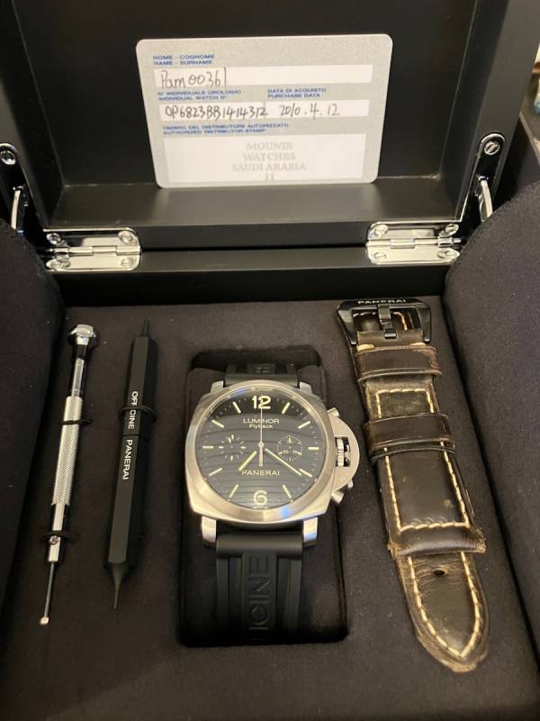 Panerai Luminor 1950 PAM00361 Chrono mit Box und Garantiekarte