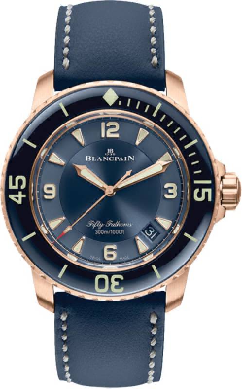 Blancpain Fifty Fathoms Automatique 5015-3603C-63B: 45mm Rotgold, blaue Keramik im Sonnenschliff, Kaliber 1315, 120h Gangreserve. Neu