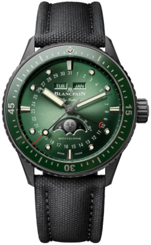 Entdecken Sie die 5054 0153 B52A Blancpain Fifty Fathoms Quantième Complet Phases de Lune  Die legendäre Taucheruhr mit herausragender Historie und Präzision. Jetzt bei Watchdeal.de erhältlich!