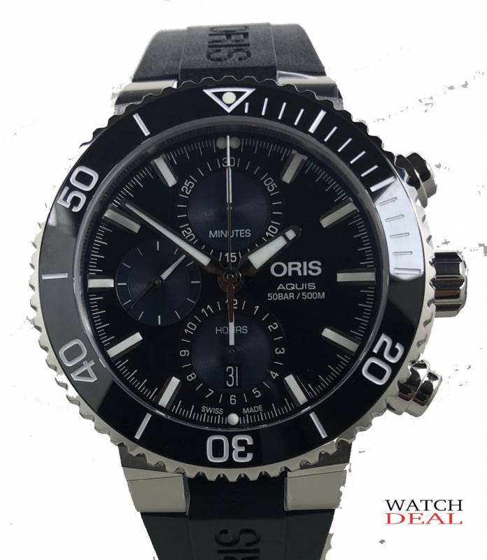 Oris Aquis Chronograph Steel 45,5mm 01 774 7743 4155-07 4 24 64EB  ✓ Luxury watches from Oris at fair prices ✓ Telephone advice ✓ Watchdeal has luxury watches at low prices for over 30 years ✓