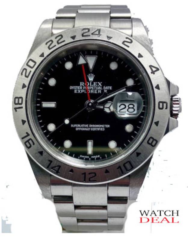 Rolex Explorer II 16570 Y-Series (2002) in stainless steel, 40mm. Aut. Cal. 3185, black dial. GMT function. Robust & Timeless. Shop now at Watchdeal.de!